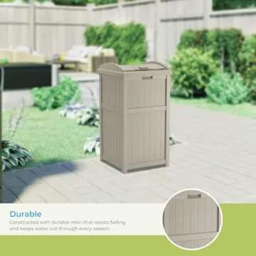 Suncast Outdoor Hideaway Trash Can - Durable & Stylish