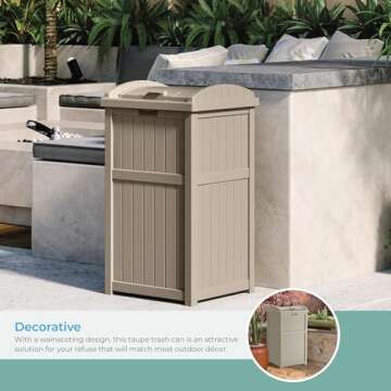 Suncast Outdoor Hideaway Trash Can - Durable & Stylish
