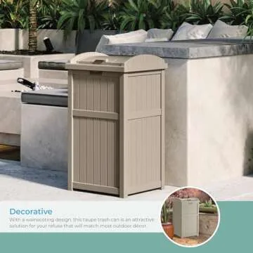 Suncast Outdoor Hideaway Trash Can - Durable & Stylish