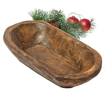 Hand Crafted Wooden Dough Bowl for Rustic Home Decor