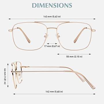 LINVO Fake Glasses Non-Prescription Clear Lens Metal Frame Fashion Eyewear for Women Men