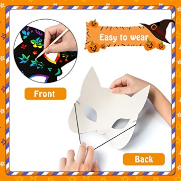 MGparty Halloween Crafts 24PCS Scratch Masks for Kids