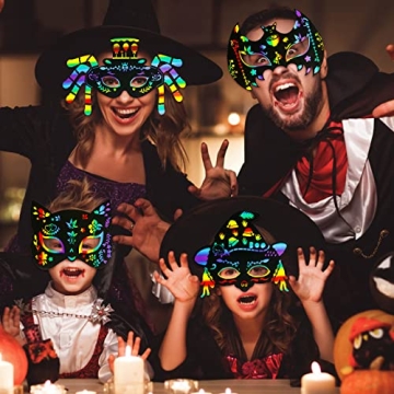 MGparty Halloween Crafts 24PCS Scratch Masks for Kids