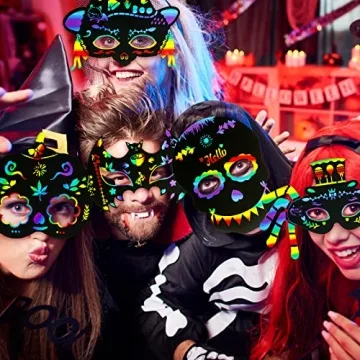 MGparty Halloween Crafts 24PCS Scratch Masks for Kids
