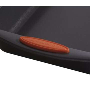 Rachael Ray Yum-o! Bakeware Oven Lovin' Nonstick Loaf Pan, 9-Inch by 5-Inch Steel Pan, Gray with Ora...