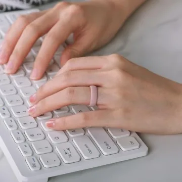 Egnaro Inner Arc Ergonomic Breathable Design, Silicone Rings for Women with half sizes, Women's Silicone Wedding Band，5.5mm Wide-2mm Thick