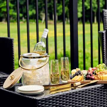 Elegant 3L Glass Ice Bucket with Airtight Lid & Tongs