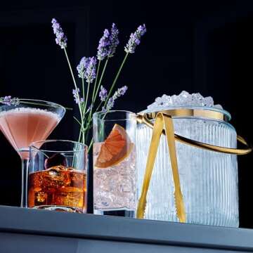 Elegant 3L Glass Ice Bucket with Airtight Lid & Tongs