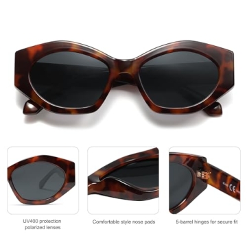 SOJOS Hexagonal Polarized Sunglasses for Men and Women