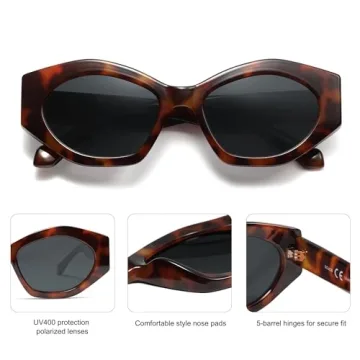 SOJOS Hexagonal Polarized Sunglasses for Men and Women