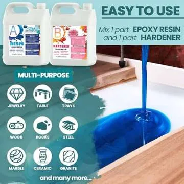 Epoxy Resin 1 Gallon Kit for Crystal Clear Countertop Arts Craft, River Table Tops, Jewelry Making, Wooden Repair with Gloves and Spreaders Mother's Day Gift
