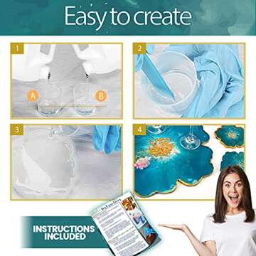Epoxy Resin 1 Gallon Kit for Crystal Clear Countertop Arts Craft, River Table Tops, Jewelry Making, Wooden Repair with Gloves and Spreaders Mother's Day Gift
