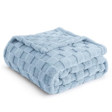Bedsure Sea Blue Fleece Blanket for Couch - Super Soft Cozy Blankets for Women, Cute Small Blanket f...