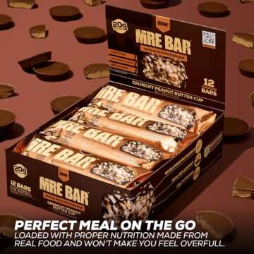 REDCON1 MRE Protein Bar, Chocolate Chip Cookie Dough - Contains MCT Oil + 20g of Whole Food Protein - Easily Digestible, Macro Balanced Low Sugar Meal Replacement Bar (12 Bars)