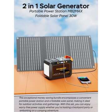 MARBERO 111Wh Solar Generator with Solar Panel Included Portable Power Station 120W with Foldable Solar Panel 30W Set for Camping Outdoor Hiking Fishing Emergency