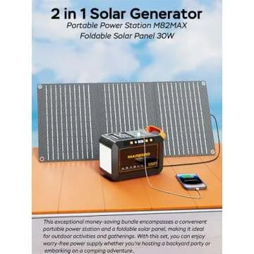 MARBERO 111Wh Solar Generator with Solar Panel Included Portable Power Station 120W with Foldable Solar Panel 30W Set for Camping Outdoor Hiking Fishing Emergency
