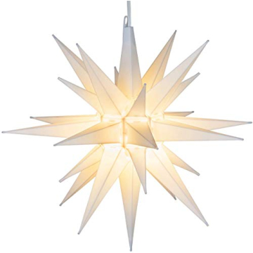 Kringle Traditions 14" White Star Outdoor Decoration, Christmas LED Star Decor, Moravian Star Christ...