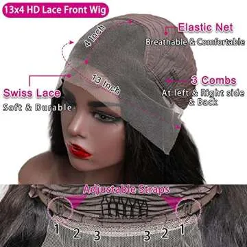 GURVEY 13x4 Body Wave Lace Front Wigs Human Hair for Women 180% Density HD Lace Front Wigs Human Hair Pre Plucked with Baby Hair Natural Hairline Brazilian Virgin Glueless Human Hair Wigs (24 Inch)