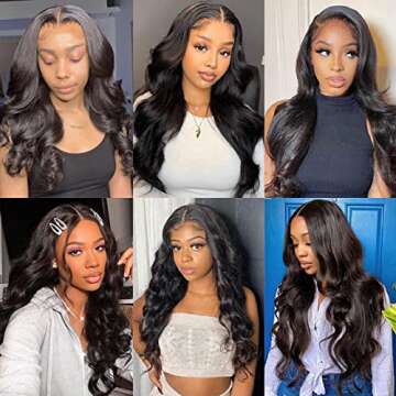 GURVEY 13x4 Body Wave Lace Front Wigs Human Hair for Women 180% Density HD Lace Front Wigs Human Hair Pre Plucked with Baby Hair Natural Hairline Brazilian Virgin Glueless Human Hair Wigs (24 Inch)