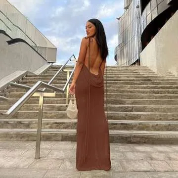 JUMISEE Elegant Sexy Backless Maxi Dress for Parties