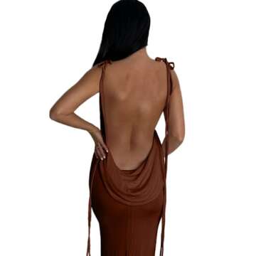 Women Backless Draped Maxi Dress for Summer Events