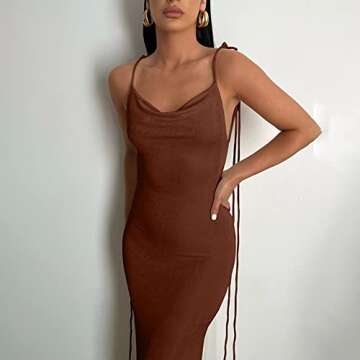 Women Backless Draped Maxi Dress for Summer Events
