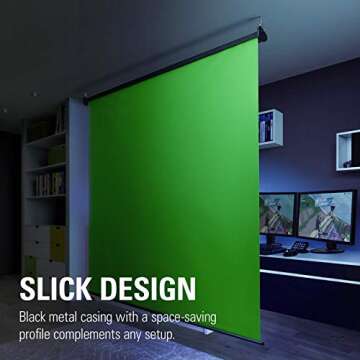 Elgato Green Screen MT - Wall-Mounted Retractable Chroma Key Backdrop with Wrinkle-Resistant Fabric for background removal for Streaming, Video Conferencing, on Instagram, TikTok, Zoom, Teams, OBS