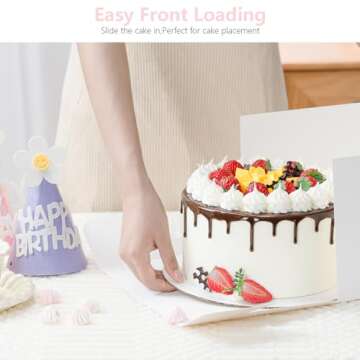 Vorfre 3 Pack Cake Boxes, 12x12x8 Inch Tall Cake Box with Window, White Square Cake Boxes with Cake Boards, Disposable Cardboard Bakery Boxes for Cake Pastry Donuts Pies Cookies Wedding Birthday Party