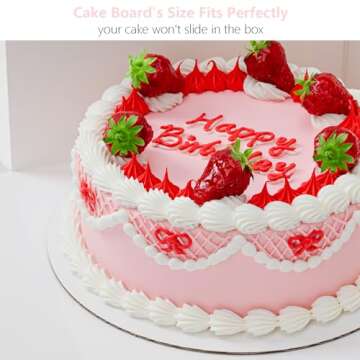 Vorfre 3 Pack Cake Boxes, 12x12x8 Inch Tall Cake Box with Window, White Square Cake Boxes with Cake Boards, Disposable Cardboard Bakery Boxes for Cake Pastry Donuts Pies Cookies Wedding Birthday Party