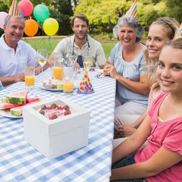 Vorfre 3 Pack Cake Boxes, 12x12x8 Inch Tall Cake Box with Window, White Square Cake Boxes with Cake Boards, Disposable Cardboard Bakery Boxes for Cake Pastry Donuts Pies Cookies Wedding Birthday Party