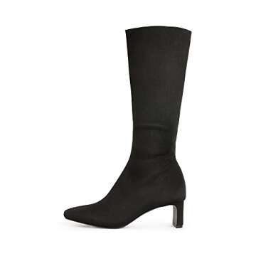DREAM PAIRS Women's DKB211 Chunky Heel Knee High Boots Suede Fashion Fall Boots,Black, Size 8