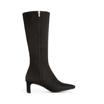 DREAM PAIRS Women's DKB211 Chunky Heel Knee High Boots Suede Fashion Fall Boots,Black, Size 8