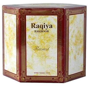 Bakhour Raqiya - 18 Tablets I Warm Arabian Hospitality | Sparkling Vivacious Elegance Offered by Bergamot, Ambroxan, Grapefruit Cedarwood, & Timeless Agarwood with Musk Perfumes I by Rasasi