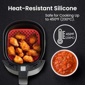 Reusable Air Fryer Liners 3 Pack for 5QT or Bigger - 8.5" Square Silicone Airfryer Liner - Easy Clean Air Fryer Accessories As Seen on the Today Show-Dishwasher Safe Non Stick Parchment Paper Replacer