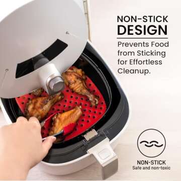 Reusable Air Fryer Liners 3 Pack for 5QT or Bigger - 8.5" Square Silicone Airfryer Liner - Easy Clean Air Fryer Accessories As Seen on the Today Show-Dishwasher Safe Non Stick Parchment Paper Replacer