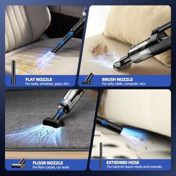 MONOZEL Car Vacuum Portable Cordless, 18000Pa 2 in 1 Vacuum Cleaner&Air Duster, 130W Brushless Motor Handheld Vacuum Cordless with 7800mAh Battery, LED Light, Multi-Nozzles for Car, Home, Office, Pet