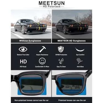 MEETSUN Polarized Sunglasses for Women Men Classic Retro Designer Style (Black, 54)