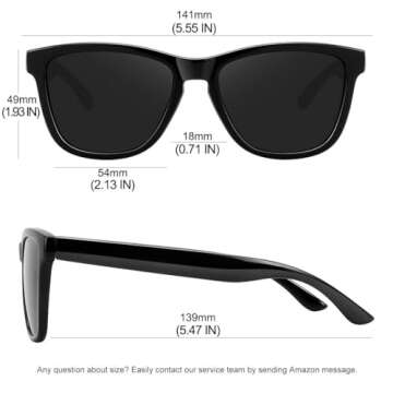 MEETSUN Polarized Sunglasses for Women Men Classic Retro Designer Style (Black, 54)