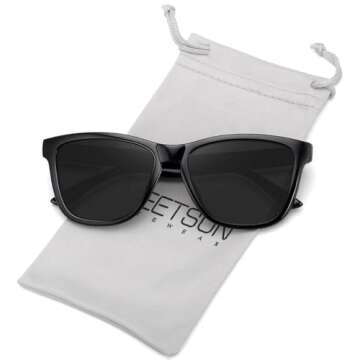 MEETSUN Polarized Sunglasses for Women Men Classic Retro Designer Style (Black, 54)