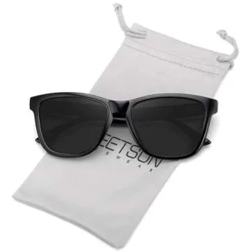 MEETSUN Polarized Sunglasses for Women Men Classic Retro Designer Style (Black, 54)