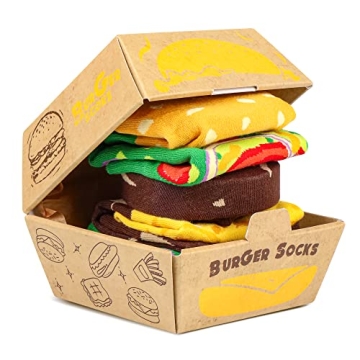 Funny Burger Socks Box for Women Mom Teen Girls - Funny Gifts Hamburger Fun Novelty Funky Crazy Sill...