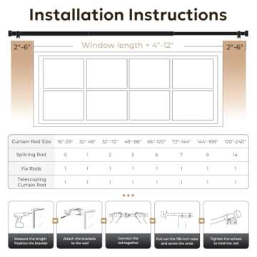 Zeerobee Curtain Rods for Windows 32 to 144, 1 Inch Heavy Duty Drapery Rods with Adjustable Length, Outdoor Modern Curtain Pole with Simple End Caps, 32"-144", Gold