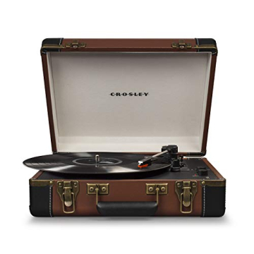 Crosley CR6019D-BR Executive Vintage Bluetooth 3-Speed Portable Suitcase Vinyl Record Player Turntab...