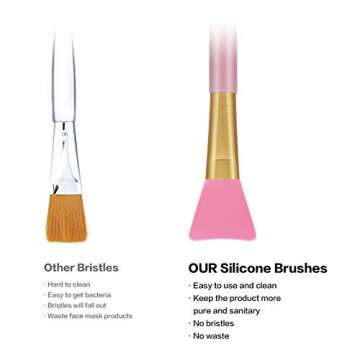 Cuttte 4pcs Silicone Face Mask Applicators, Flexible Facial Mud Masks Applicator, Hairless Moisturizers Tools, Soft Facial Brushes for Mud, Clay, Charcoal (Peach)