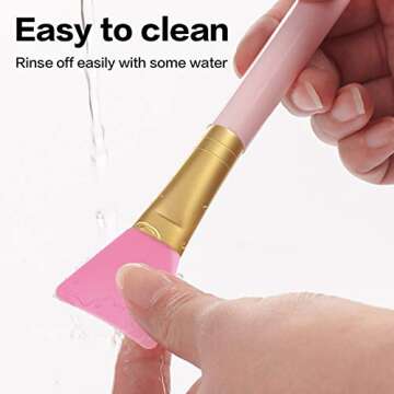 Cuttte 4pcs Silicone Face Mask Applicators, Flexible Facial Mud Masks Applicator, Hairless Moisturizers Tools, Soft Facial Brushes for Mud, Clay, Charcoal (Peach)