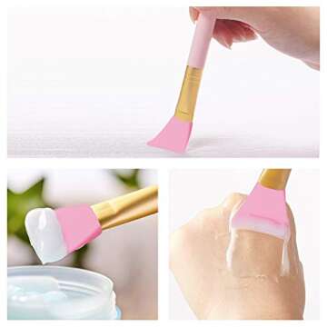 Cuttte 4pcs Silicone Face Mask Applicators, Flexible Facial Mud Masks Applicator, Hairless Moisturizers Tools, Soft Facial Brushes for Mud, Clay, Charcoal (Peach)