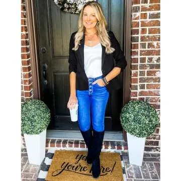 LookbookStore Women's Blazer - Stylish 3/4 Sleeve Design