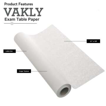 Exam Table Paper - 21''x125’ Disposable Standard White Textured Crepe Medical Barrier Cover Roll -...