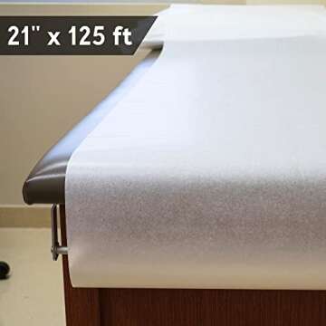 Exam Table Paper - 21''x125’ Disposable Standard White Textured Crepe Medical Barrier Cover Roll - Paper Rolls for Spas, Daycares, Doctors, Chiropractors, Examination and Massage Tables (2 rolls)