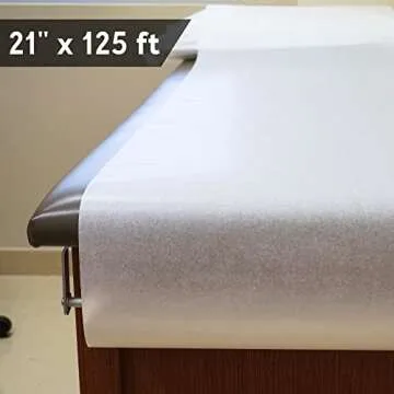 Exam Table Paper - 21''x125’ Disposable Standard White Textured Crepe Medical Barrier Cover Roll - Paper Rolls for Spas, Daycares, Doctors, Chiropractors, Examination and Massage Tables (2 rolls)